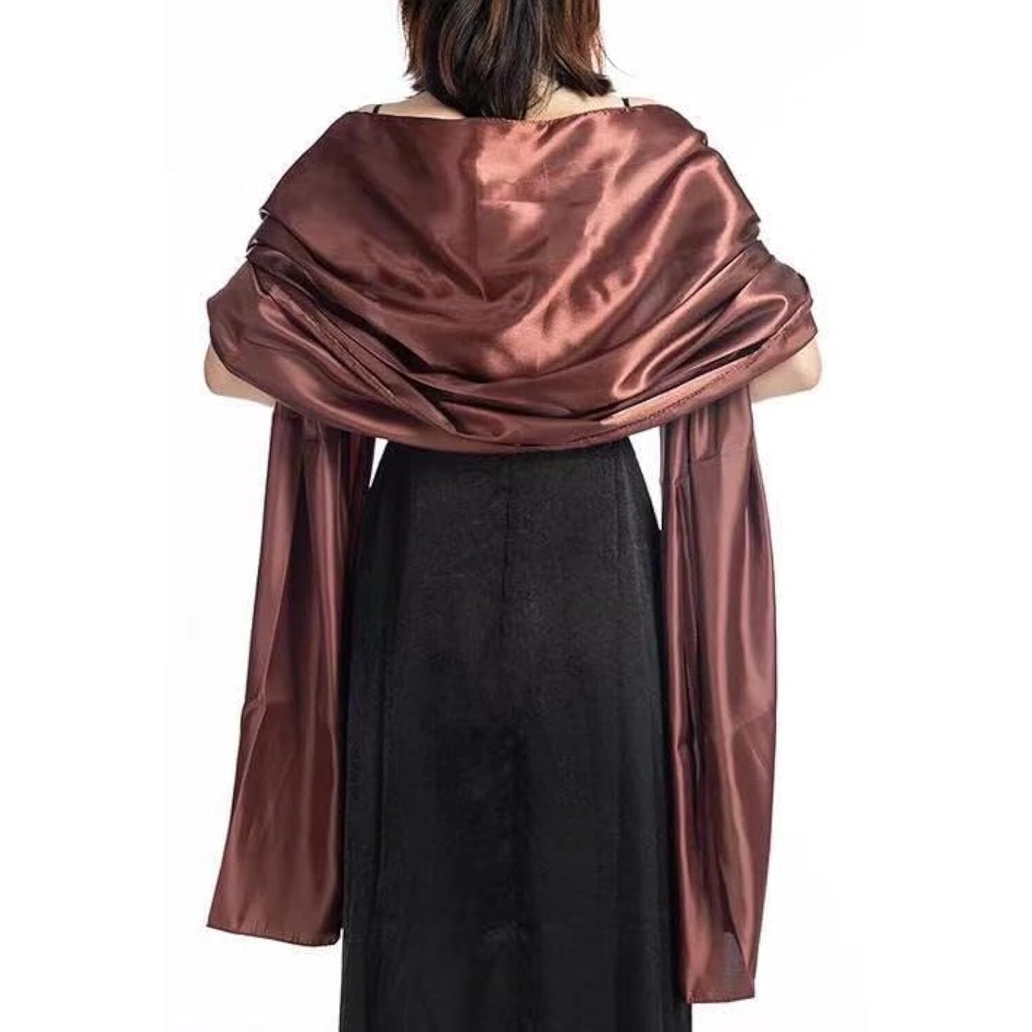7547 Womens Silk Feeling Satin Shawls Lightweight Head Scarves Bridal
